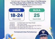 Pemdes Rahayu Umumkan Jadwal Libur Nyepi dan Idul Fitri 2026